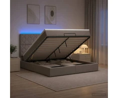 Otmana lova su matracsu ir LED Taupe 140 x 190 cm Audinys