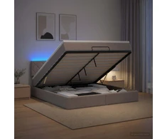Otmana lova su matracsu ir LED Taupe 140 x 200 cm Audinys