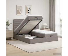 Otmana lova su matracsu ir LED Taupe 160 x 200 cm Audinys