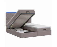 Otmana lova su matracsu ir LED Taupe 160 x 200 cm Audinys