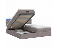 Otmana lova su matracsu ir LED Taupe 160 x 200 cm Audinys