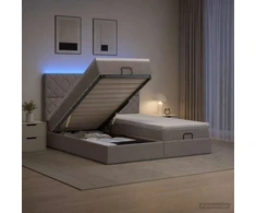 Otmana lova su matracsu ir LED Taupe 180 x 200 cm Audinys