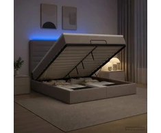 Otmana lova su matracsu ir LED Taupe 180 x 200 cm Audinys