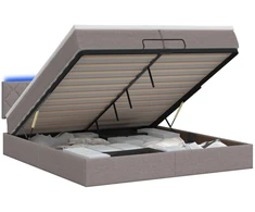 Otmana lova su matracsu ir LED Taupe 200 x 200 cm Audinys