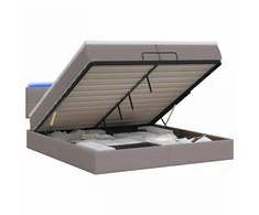 Otmana lova su matracsu ir LED Taupe 200 x 200 cm Audinys