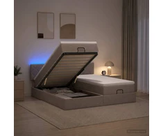 Otmana lova su matracsu ir LED Taupe 200 x 200 cm Audinys