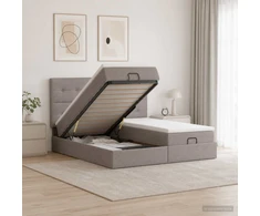 Otmana lova su matracsu ir LED Taupe 200 x 200 cm Audinys