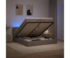Otmana lova su matracsu ir LED Taupe 200 x 200 cm Audinys