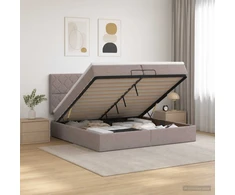 Otmana lova su matracsu ir LED Taupe 200 x 200 cm Audinys