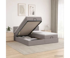 Otmana lova su matracsu ir LED Taupe 200 x 200 cm Audinys