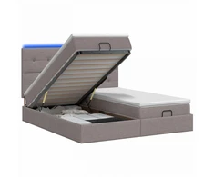 Otmana lova su matracsu ir LED Taupe 200 x 200 cm Audinys