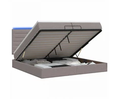 Otmana lova su matracsu ir LED Taupe 200 x 200 cm Audinys