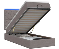 Otmana lova su matracsu ir LED Taupe 80 x 200 cm Audinys