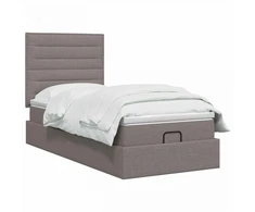 Otmana lova su matracsu ir LED Taupe 80 x 200 cm Audinys