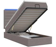 Otmana lova su matracsu ir LED Taupe 80 x 200 cm Audinys