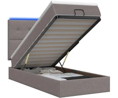 Otmana lova su matracsu ir LED Taupe 80 x 200 cm Audinys
