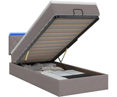 Otmana lova su matracsu ir LED Taupe 90 x 200 cm Audinys