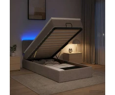 Otmana lova su matracsu ir LED Taupe 90 x 200 cm Audinys