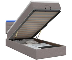 Otmana lova su matracsu ir LED Taupe 90 x 200 cm Audinys