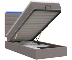 Otmana lova su matracsu ir LED Taupe 90 x 200 cm Audinys