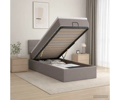 Otmana lova su matracsu ir LED Taupe 90 x 190 cm Audinys