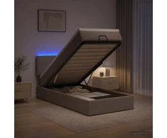 Otmana lova su matracsu ir LED Taupe 90 x 190 cm Audinys