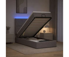 Otmana lova su matracsu ir LED Taupe 90 x 190 cm Audinys