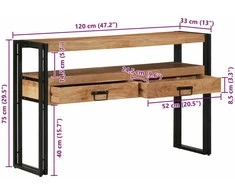 Konsolinis stalas Ruda 120 x 33 x 75 cm Kietos akacijos mediena