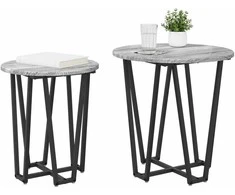 Šoninių staliukų komplektas 2 pcs Pilkas Sonoma ir juoda