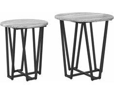 Šoninių staliukų komplektas 2 pcs Pilkas Sonoma ir juoda