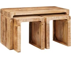 Suklijuotas stalas 3 pcs Ruda Kietas mango medis