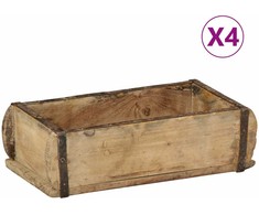 Padėklas 4 vnt. Ruda 30 x 15 x 9 cm Kietas atkurtas medis