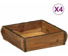 Padėklas 4 pcs Ruda 29 x 31 x 10 cm Kietas atkurtas medis