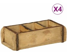 Padėklas 4 pcs Ruda 30 x 14 x 9 cm Kietas atkurtas medis