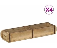 Padėklas 4 pcs Ruda 57 x 15 x 9 cm Kietas atkurtas medis