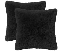 Pagalvėlės užvalkalas 2 pcs HEERLEN Juoda 30 x 30 cm PV pūkinis