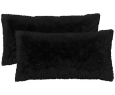 Pagalvėlės užvalkalas 2 pcs HEERLEN Juoda 40 x 80 cm PV pūkinis