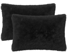 Pagalvėlės užvalkalas 2 pcs HEERLEN Juoda 50 x 75 cm PV pūkinis