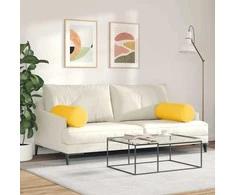 Pagalvės 2 pcs Šviesi geltona Ø 25 x 70 cm Kordūrinis audinys