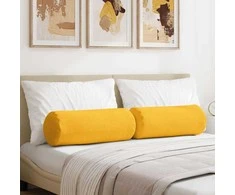 Pagalvės 2 pcs Šviesi geltona Ø 25 x 70 cm Kordūrinis audinys