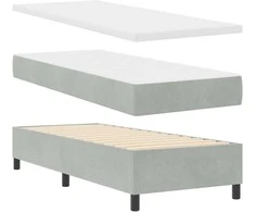 Kiemas lova su čiužiniu Šviesiai pilka 80 x 200 cm Aksomas