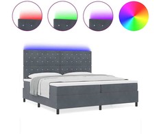 LED Čiužinio Lova Tamsiai pilka 200 x 200 cm Aksomas