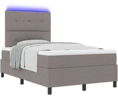 Kiemas lova su čiužiniu su LED Taupe 120 x 190 cm audinys