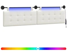 Pakabinamas lovos galvūgalis Su LED šviesa Balta Dirbtinė oda