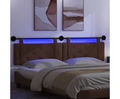 Pakabinamas lovos galvūgalis Su LED šviesa Ruda Dirbtinė oda
