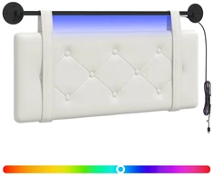 Pakabinamas lovos galvūgalis Su LED šviesa Balta Dirbtinė oda