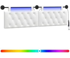 Pakabinamas lovos galvūgalis Su LED šviesa Balta Audinys