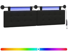 Pakabinamas lovos galvūgalis Su LED šviesa Juoda Dirbtinė oda