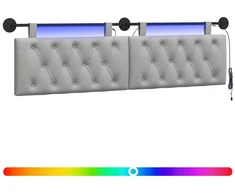Pakabinamas lovos galvūgalis Su LED šviesa Debesų pilka Audinys