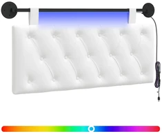 Pakabinamas lovos galvūgalis Su LED šviesa Balta Audinys